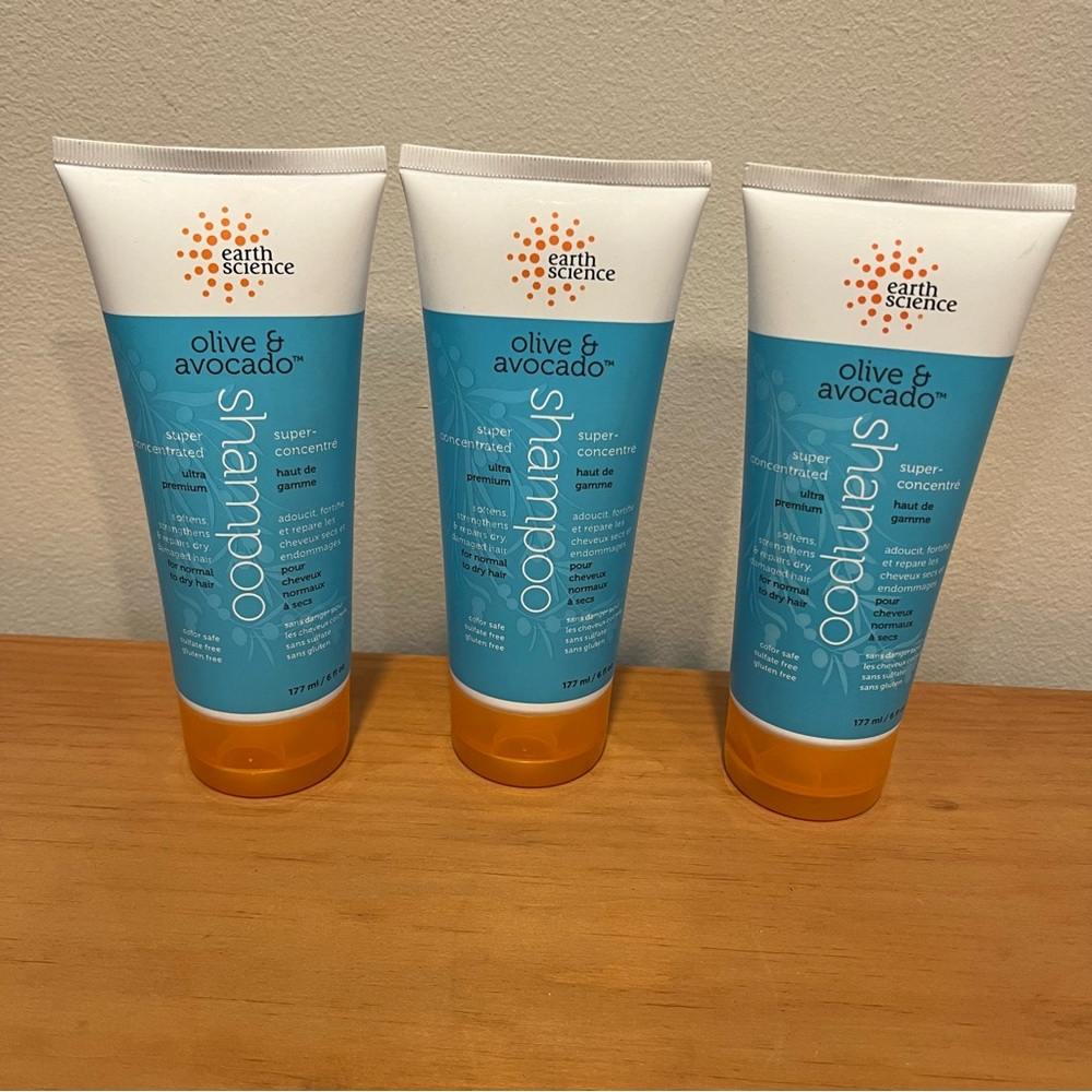 Bundle of 3 Earth Science Olive & Avocado Super Concentrated Shampoo 6 oz Each